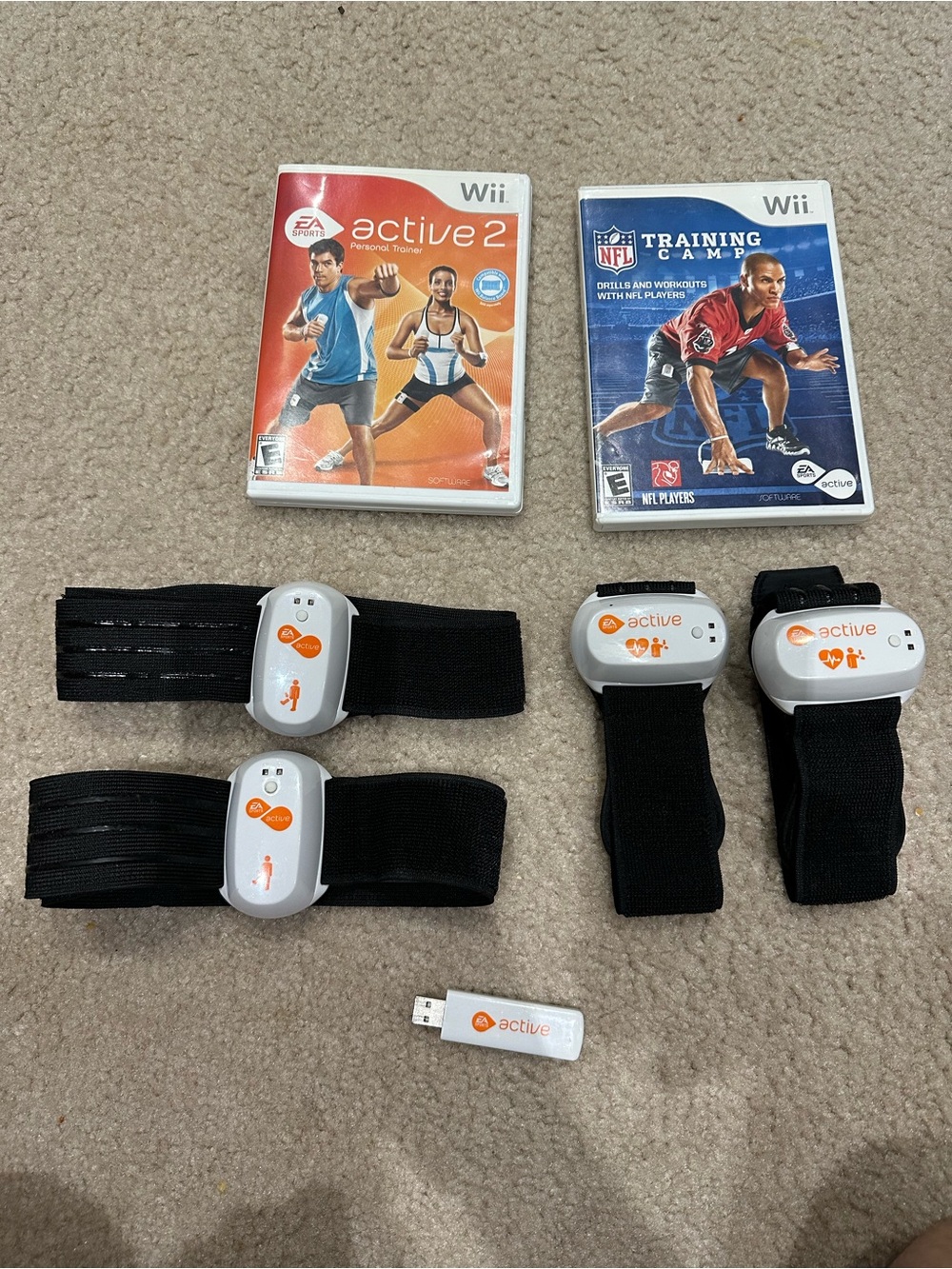 Nintendo Wii NFL Training Camp & Active 2 Fitness Game w/ Sensors
